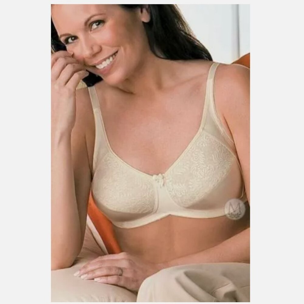 NWT AMOENA 2151 Shelby Soft Cup Wire Free Lace Mastectomy Bra 36C Nude Beige